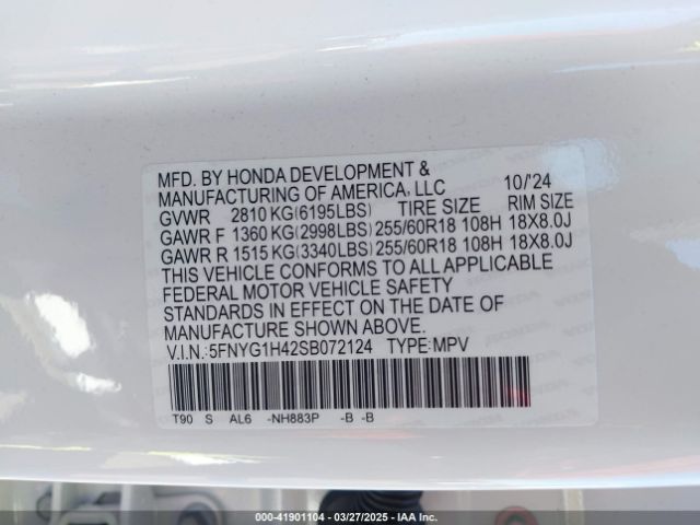 5FNYG1H42SB072124 Honda Pilot Ex-l