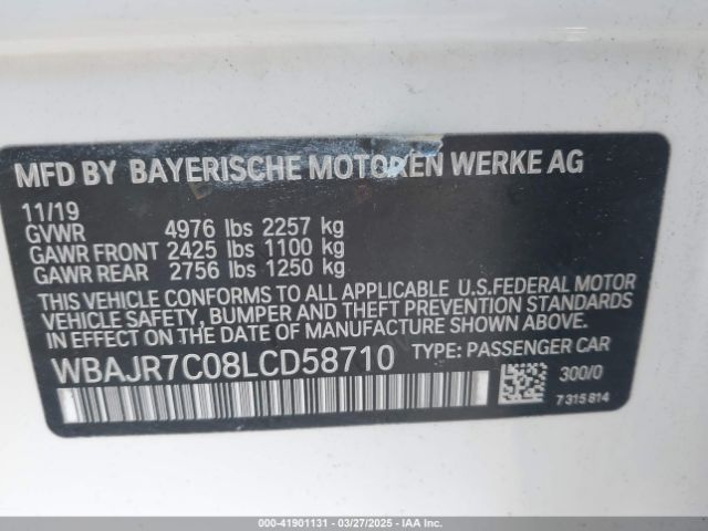 2020 BMW 530I WBAJR7C08LCD58710 Photo 8