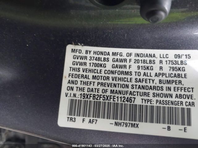 19XFB2F5XFE112467 Honda Civic Lx