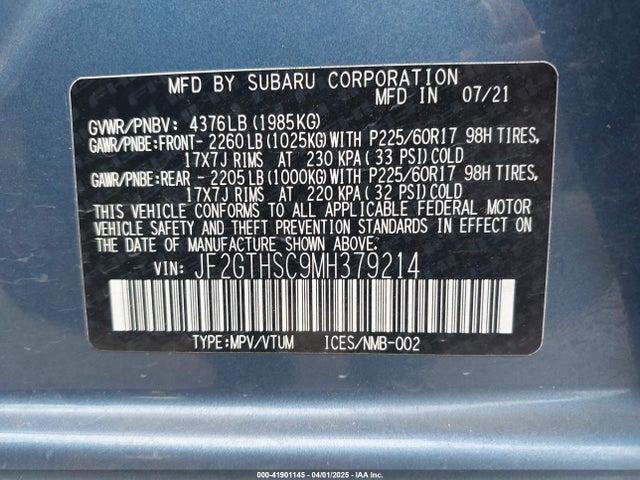 JF2GTHSC9MH379214 Subaru Crosstrek Sport
