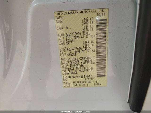 5N1AN0NW6FN654415 Nissan Xterra Pro-4x