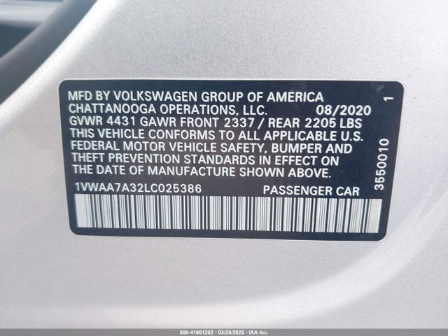 1VWAA7A32LC025386 Volkswagen Passat 2.0t S