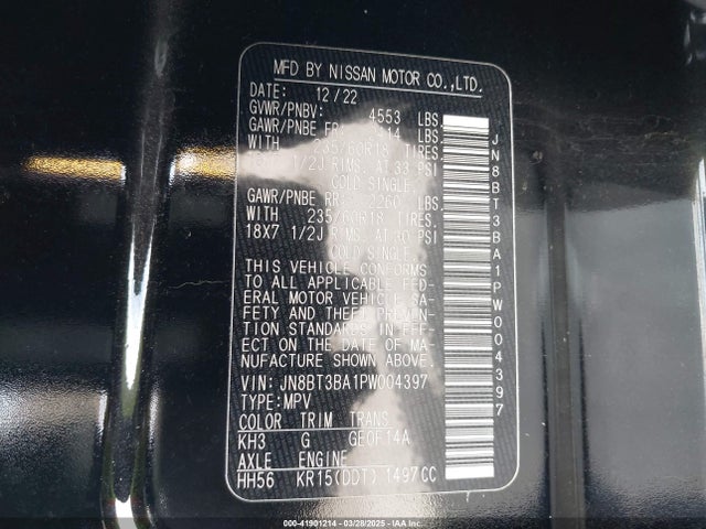 JN8BT3BA1PW004397 Nissan Rogue Sv Fwd