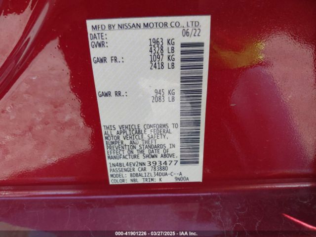 2022 NISSAN ALTIMA 1N4BL4EV2NN393477 Photo 8