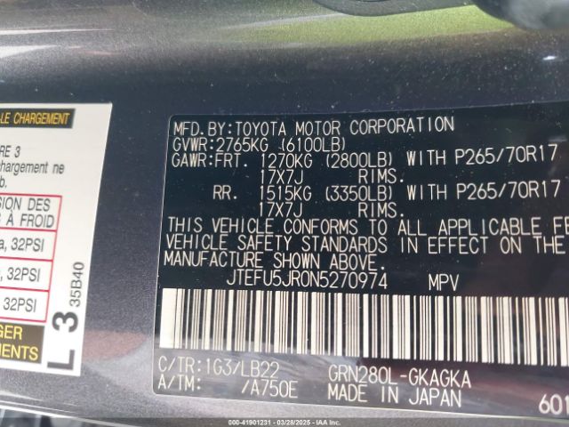JTEFU5JR0N5270974 Toyota 4runner