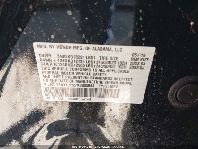 5FNYF7H27KB005944 Honda Passport Sport
