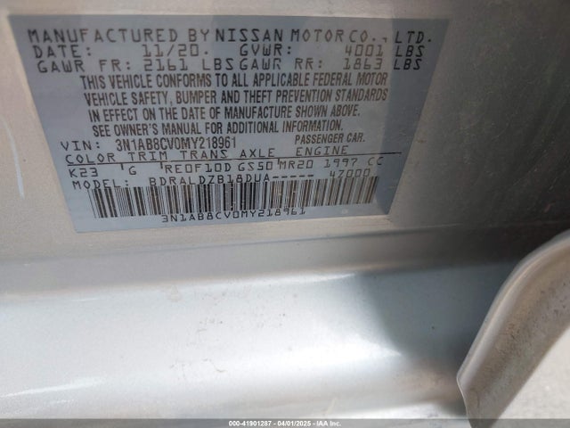 3N1AB8CV0MY218961 Nissan Sentra Sv Xtronic Cvt