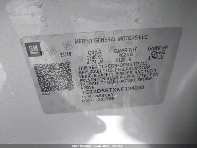 1G1ZD5STXKF134930 Chevrolet MALIBU LT