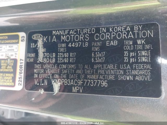 KNDPB3AC9F7737796 KIA Sportage Lx