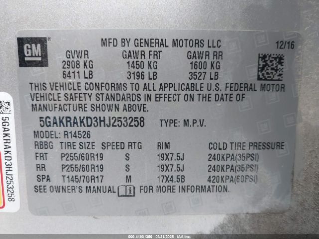 5GAKRAKD3HJ253258 Buick Enclave Convenience