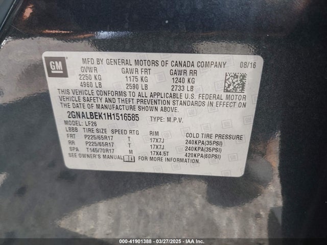 2GNALBEK1H1516585 Chevrolet EQUINOX LS