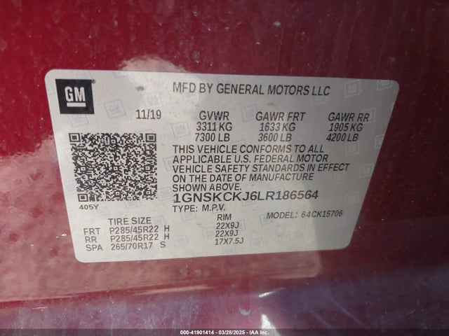 1GNSKCKJ6LR186564 Chevrolet Tahoe 4wd Premier