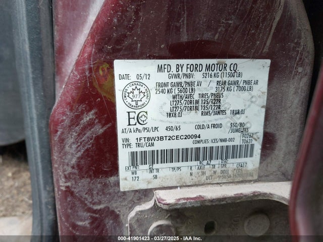 Продаж на аукціоні авто 2012 Ford F-350 Lariat, vin: 1FT8W3BT2CEC20094, номер лоту: 41901423