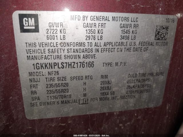 1GKKNPLS7HZ176166 GMC Acadia Denali