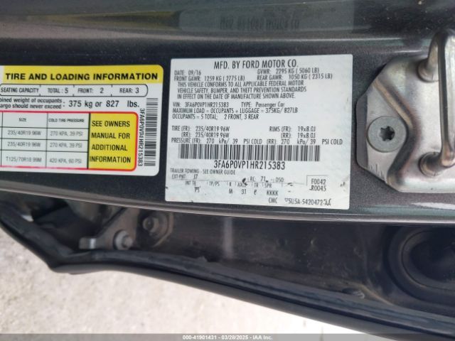 3FA6P0VP1HR215383 Ford Fusion Sport