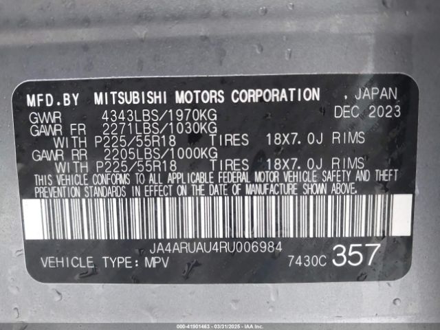 JA4ARUAU4RU006984 Mitsubishi mivec