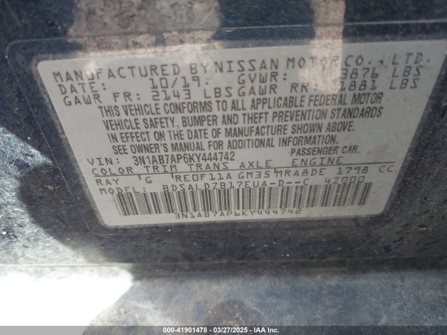 3N1AB7AP6KY444742 Nissan SENTRA SV