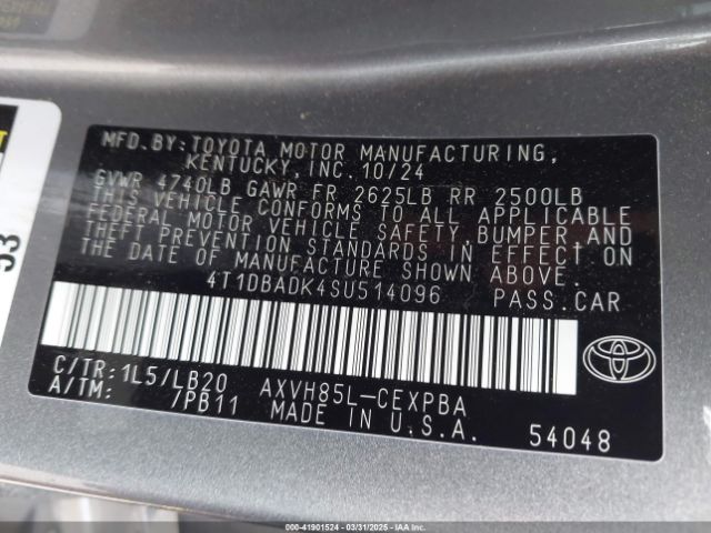 4T1DBADK4SU514096 Toyota CAMRY XSE