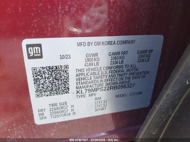 KL79MPS22RB096327 Chevrolet Trailblazer Fwd Lt