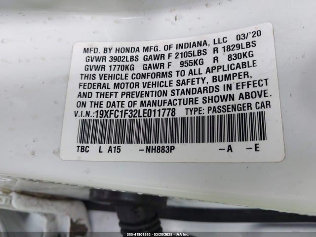 19XFC1F32LE011778 Honda CIVIC EX