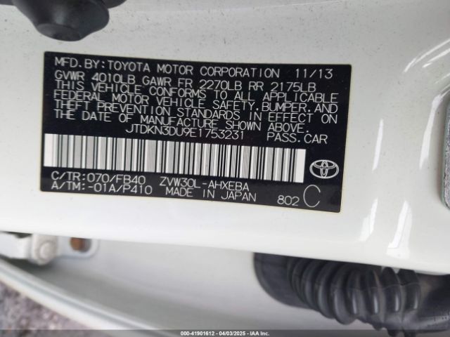 JTDKN3DU9E1753231 Toyota Prius Three