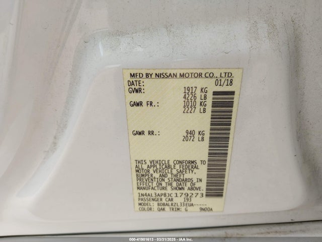 1N4AL3AP8JC179273 Nissan Altima 2.5 Sl