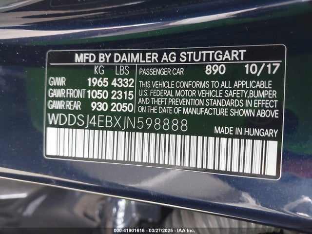 WDDSJ4EBXJN598888 Mercedes-Benz CLA 250