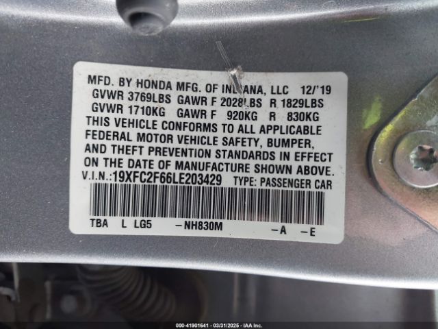 19XFC2F66LE203429 Honda Civic Lx