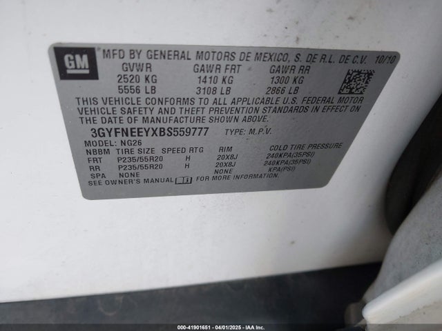 2011 CADILLAC SRX 3GYFNEEYXBS559777 Photo 8