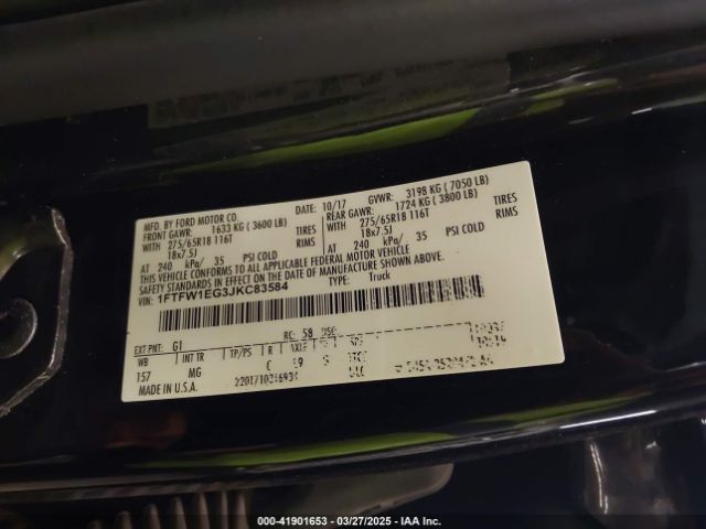 1FTFW1EG3JKC83584 Ford F-150 Xlt