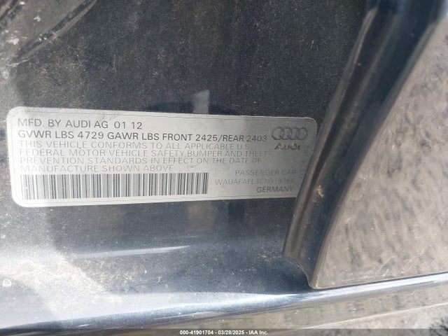 2012 AUDI A4 WAUAFAFL3CN019768 Photo 8