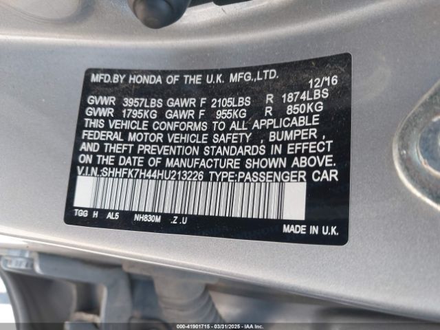 SHHFK7H44HU213226 Honda Civic Sport