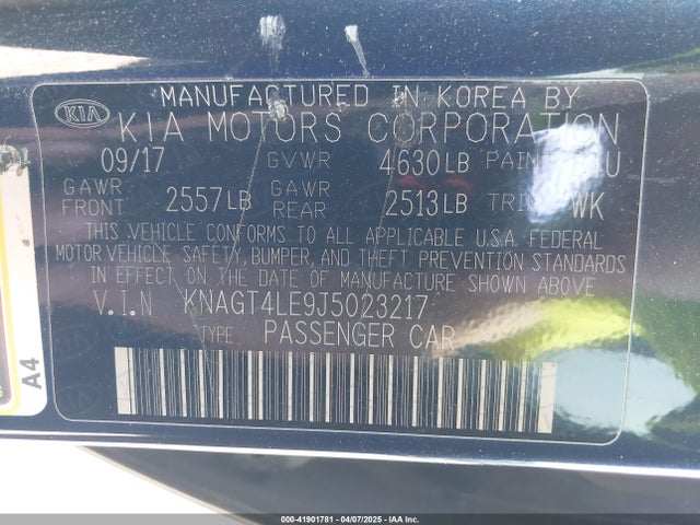 KNAGT4LE9J5023217 KIA Optima Hybrid Premium