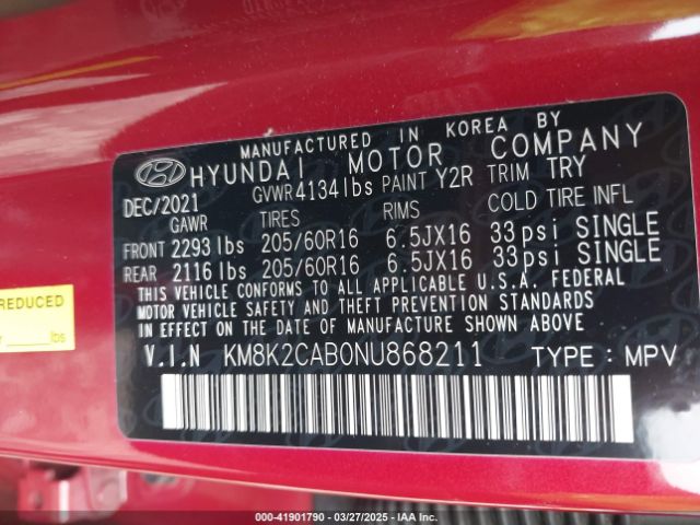KM8K2CAB0NU868211 Hyundai Kona Se
