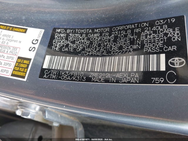 JTDHPRAE4LJ022773 Toyota COROLLA LE