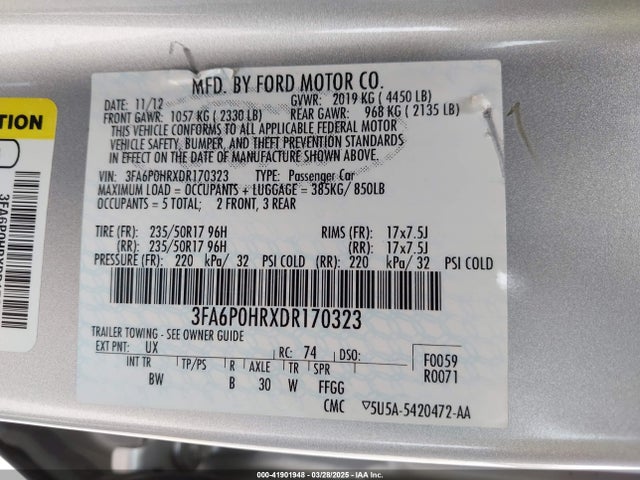 Продаж на аукціоні авто 2013 Ford Fusion Se, vin: 3FA6P0HRXDR170323, номер лоту: 41901948