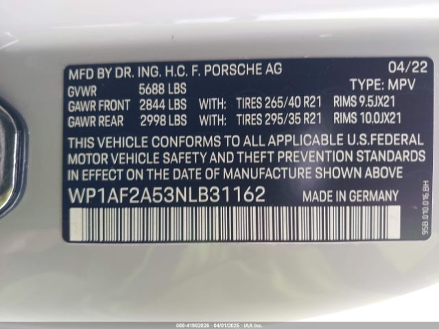 WP1AF2A53NLB31162 Porsche Macan Gts