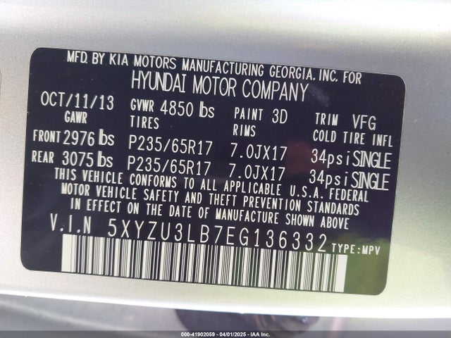 5XYZU3LB7EG136332 Hyundai Santa Fe Sport 2.4l