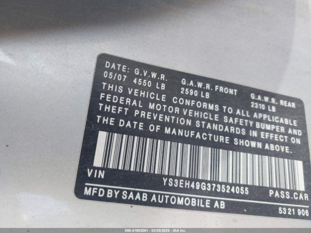 2007 SAAB 9-5 YS3EH49G373524055 Photo 8