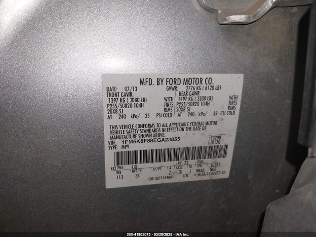1FM5K8F88EGA23855 Ford Explorer