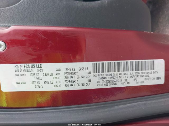 2C4RDGEG9KR765114 Dodge Grand Caravan Gt