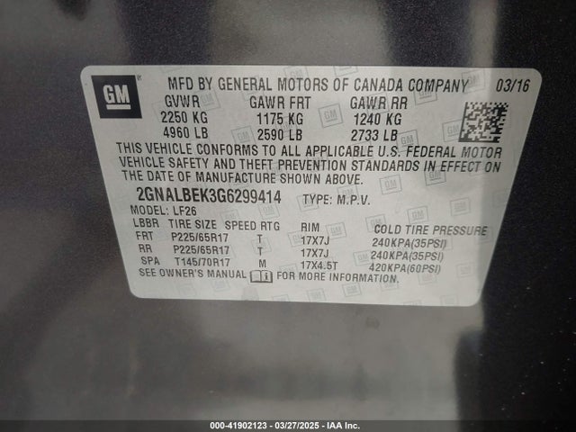 2GNALBEK3G6299414 Chevrolet EQUINOX LS