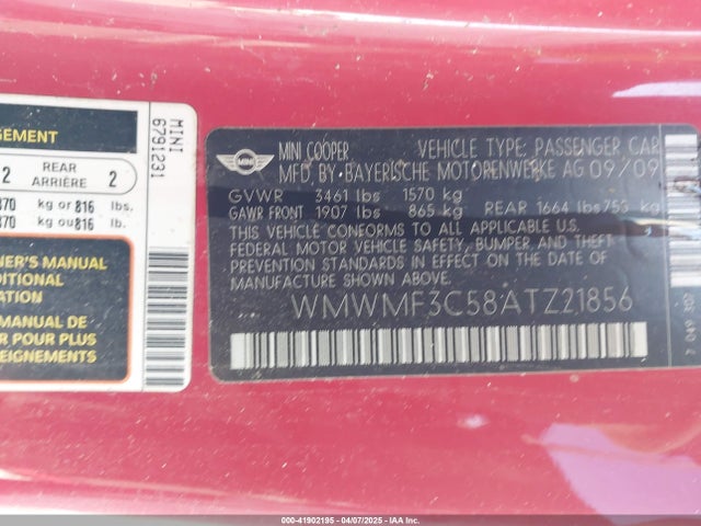 2010 MINI COOPER WMWMF3C58ATZ21856 Photo 8