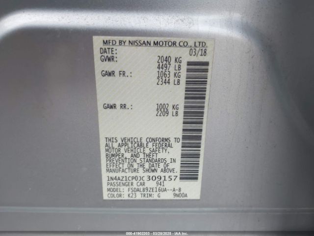 1N4AZ1CP0JC309157 Nissan Leaf