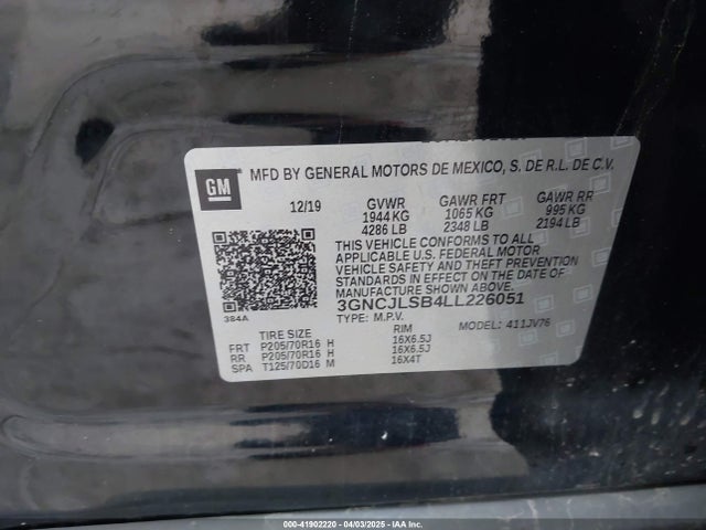 Chevrolet Trax Fwd Lt 2020 3GNCJLSB4LL226051 Image 9
