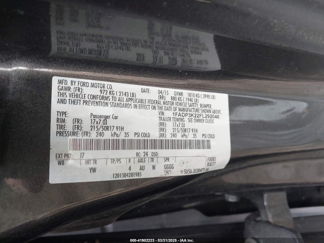 Ford Focus 2015 1FADP3K22FL292048 Image 9