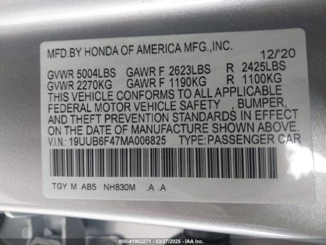 19UUB6F47MA006825 Acura Tlx Technology Package