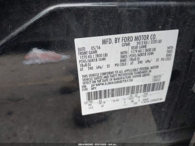 2FMPK3J9XGBB75139 Ford EDGE SEL
