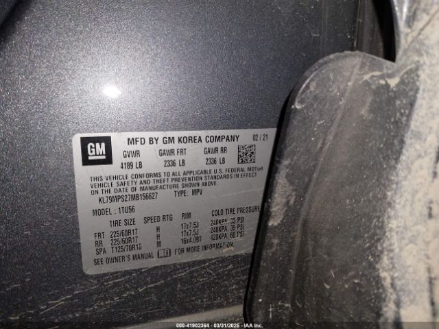 KL79MPS27MB156627 Chevrolet Trailblazer Fwd Lt