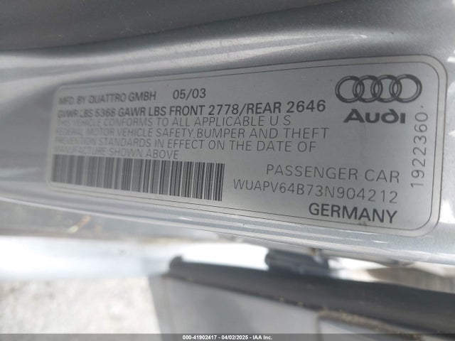 2003 AUDI RS6 WUAPV64B73N904212 Photo 8